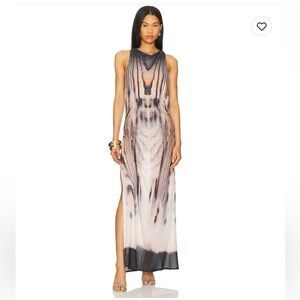 Jaded London Abstract Maxi Dress in Black and Cream